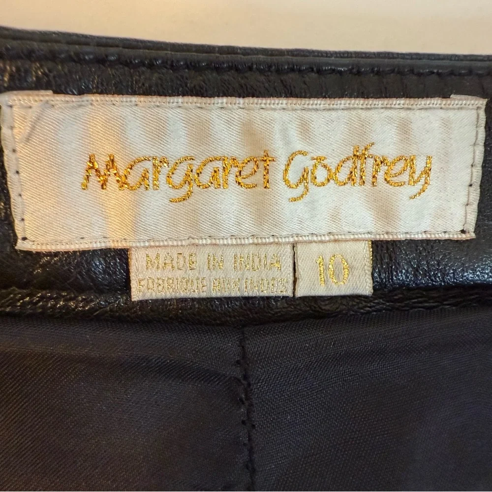 Vtg 80’s Margaret Godfrey black genuine lambskin leather pants lined woman 10